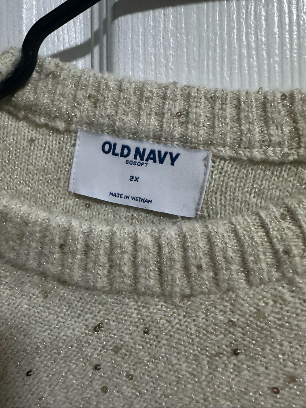 Old Navy Cream Metallic Thread Crewneck Sweater